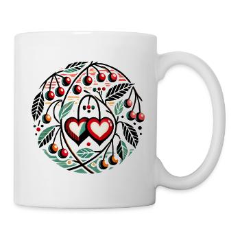 Herzkreis mit Kirschranken - Tasse - Weiß - Rechts