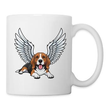 Mignon Beagle Ange Dessin animé ailes Deuil Chien Tenir - Mug blanc - blanc - Droite