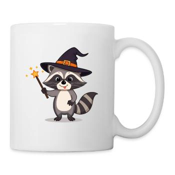 Cute Raccoon Wizard with Hat & Magic Wand - Mug - white - Right