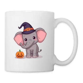 Cute Baby Elephant Witch Pumpkin Halloween - Mug - white - Right