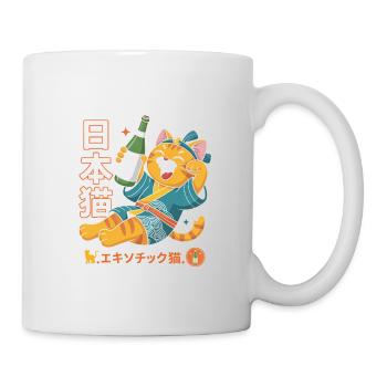 Drunk Japanese Cat - Funny Cat T-Shirt - Mug - white - Right