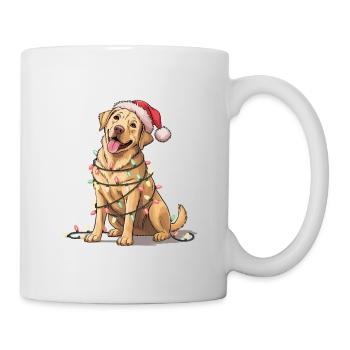 Festive dog with fairy lights - Mug - white - Right