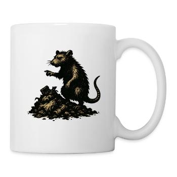 Rat on rubble engraving - Mug - white - Right