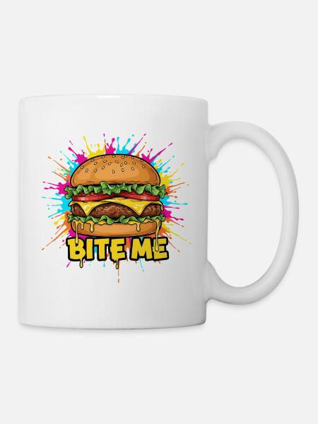 Popart Burger Bite Me  - Tasse - Weiß
