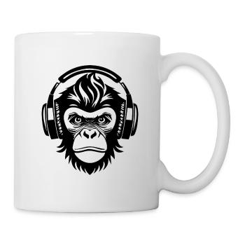 Affenkopf Minimal Linien Art Edition Shirt - Tasse - Weiß - Rechts
