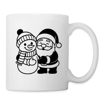 Design de Noël avec le Père Noël et le bonhomme de neige - Mug blanc - blanc - Droite