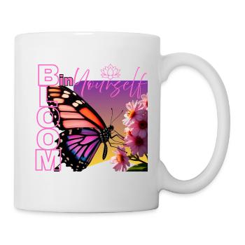 Schmetterling mit Spruch - Bloom in yourself - Tasse - Weiß - Rechts