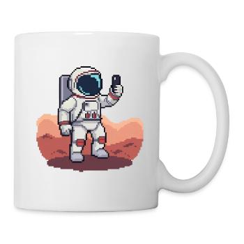 Pixel Astronaut Selfie on Mars – 8-Bit Style - Mug - white - Right