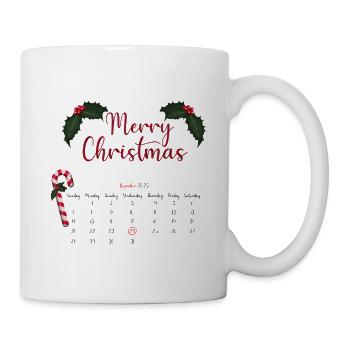 Merry Christmas Calendar Sheet with Bows - Mug - white - Right