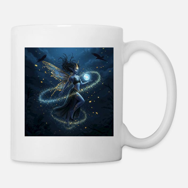 Fée magique de la lune à la lumière de la nuit - Mug blanc - blanc