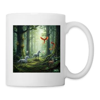 Fairytale Forest Unicorn Phoenix Scene - Mug - white - Right