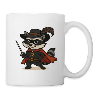 Maskierter Waschbär mit Rapier und Umhang - Tasse - Weiß - Rechts
