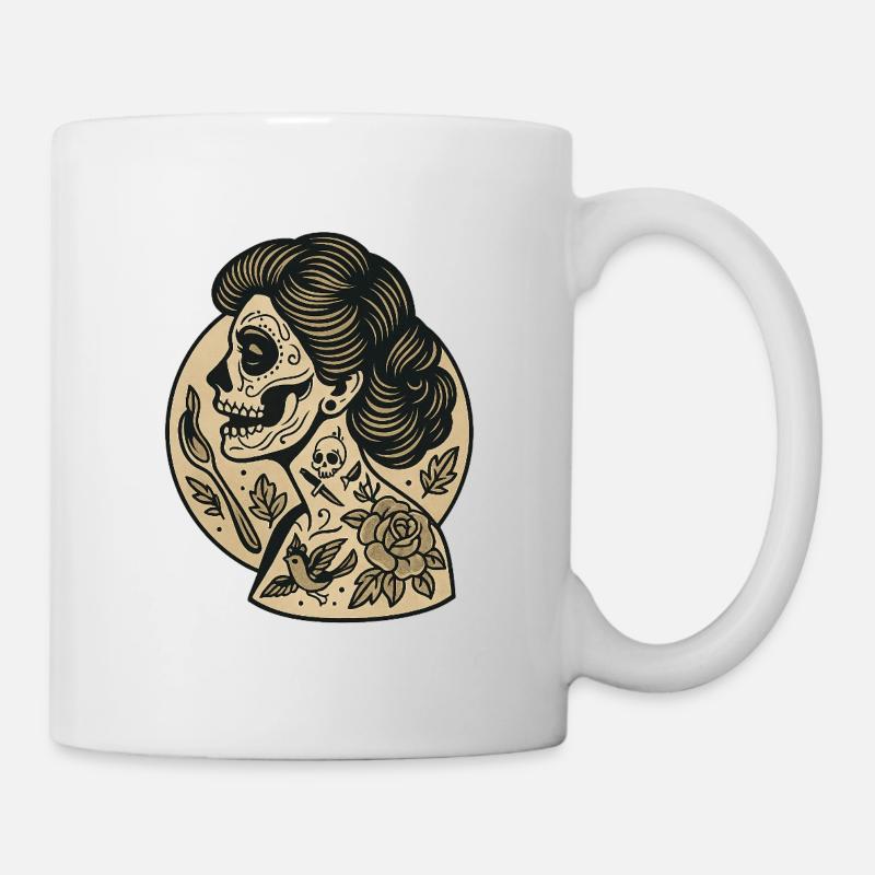 Female Skull - Tasse - Weiß
