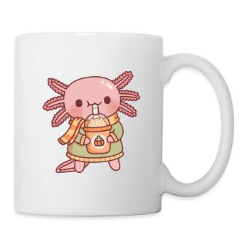 Süßer Axolotl Trinken Kürbis Gewürz Latte Herbst - Tasse - Weiß - Rechts