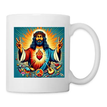 Psychedelic Peace - Jesus, burning heart - Tasse - Weiß - Rechts