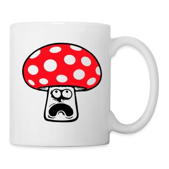 Champignon effrayé, paniqué, levant les yeux, - Mug blanc - blanc - Droite