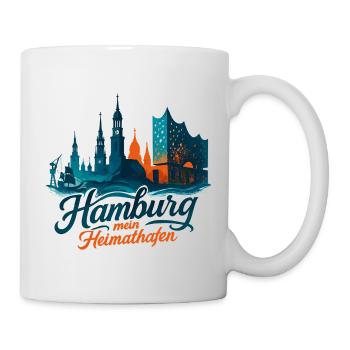Hambourg Heimathafen Silhouette Cadeau Maritime - Mug blanc - blanc - Droite