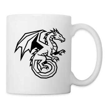 Mächtiger Drache | Schwarzes Tribal Tattoo - Tasse - Weiß - Rechts