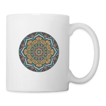 Mandala Kreis Muster in Blau Gold - Tasse - Weiß - Rechts