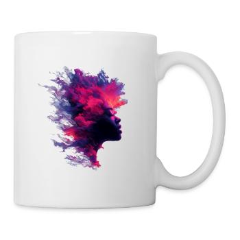 Fiery_Nebula_Woman_Profile_Silhouette - Mug blanc - blanc - Droite