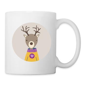 Hirsch Kreis Herz skandinavisch Kinder nordisch  - Tasse - Weiß - Rechts