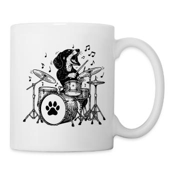 Musical Dachshund Drummer Art - Mug - white - Right