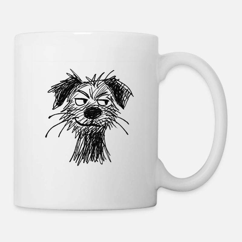 Croquis Chien Portrait Espiègle - Mug blanc - blanc