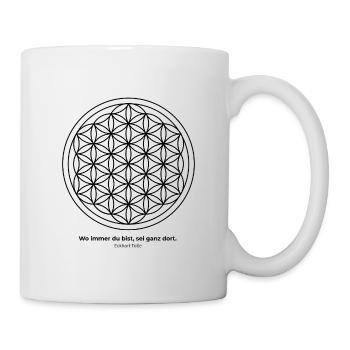 Flower of Life and Saying, Mindfulness - Mug - white - Right