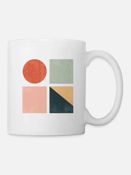 Minimal Geometric Shapes — Modern Abstract Art - Mug - white