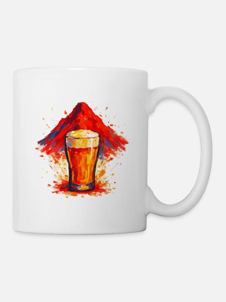 Bierglas Berglandschaft Aquarell - Tasse - Weiß