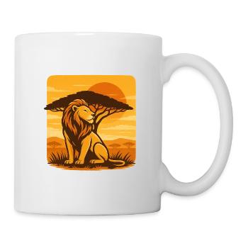 Lion before sunset in the savannah - Mug - white - Right