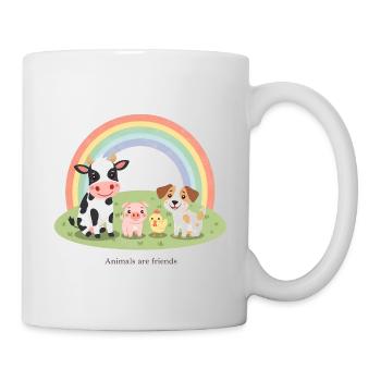 Animals Are Friends Pastel Farm Farm Design - Mug - white - Right