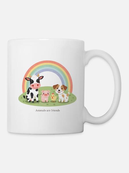 Les animaux sont des amis Pastel Ferme Design de ferme - Mug blanc - blanc