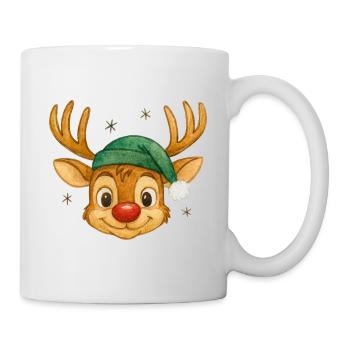 Renne avec chapeau de Père Noël - Mug blanc - blanc - Droite