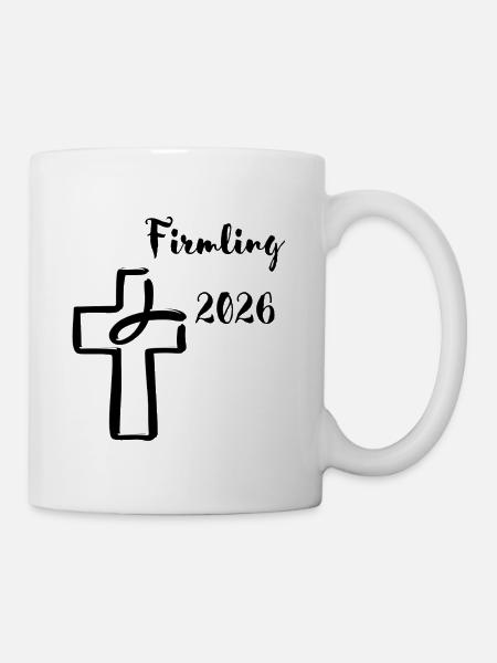 Firmling 2026 Firmung Fisch taucht in Kreuz - Tasse - Weiß