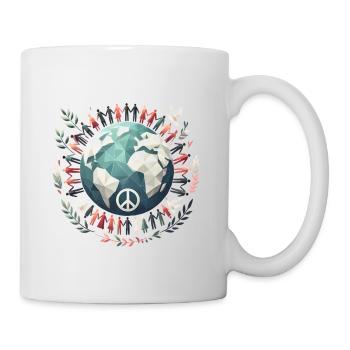 Globe de la paix mondiale cercle colombes - Mug blanc - blanc - Droite