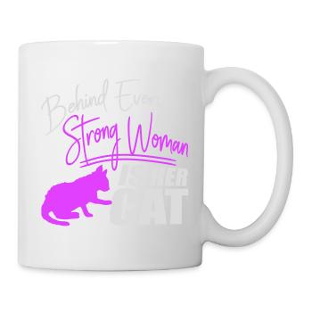 Behind Every Strong Woman Is Her Cat Spruch Katze - Mug - white - Right