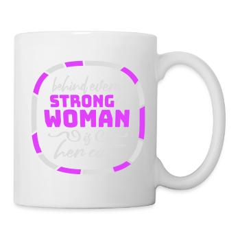 Behind Every Strong Woman Is Her Cat Spruch Katze - Tasse - Weiß - Rechts