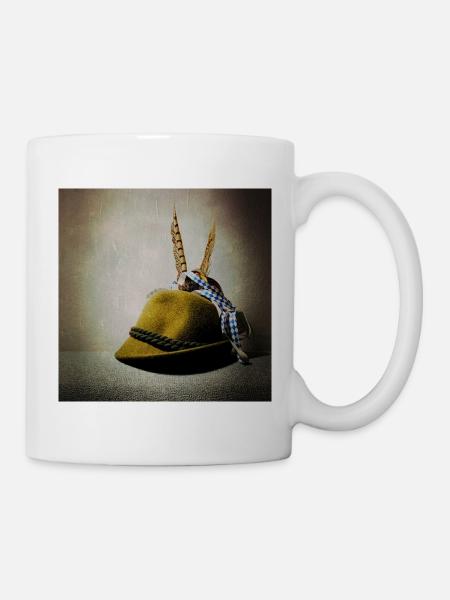 Chapeau alpin avec bande de plumes - Mug blanc - blanc