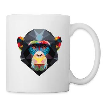 Geometrischer Affenporträt Regenbogen Low Poly Art - Tasse - Weiß - Rechts