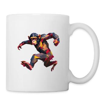 Low Poly Schimpanse Sprint Logo Design - Tasse - Weiß - Rechts