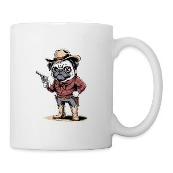 Pug Cowboy - Funny Dog T-Shirt - Mug - white - Right