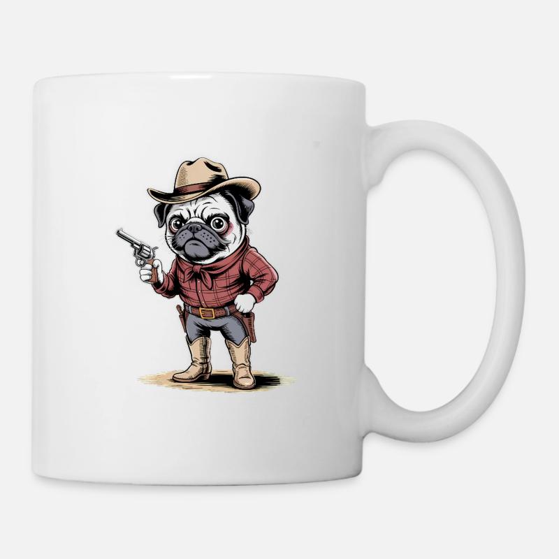 Pug Cowboy - Funny Dog T-Shirt - Mug - white