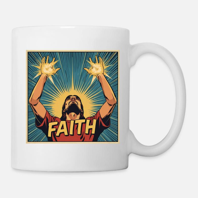 Faith power in comic style - Mug - white