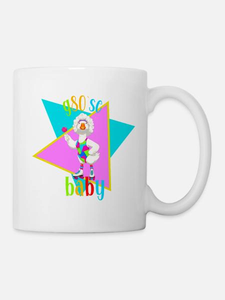 Gans im 80er Retro Rollschuh Look - Tasse - Weiß