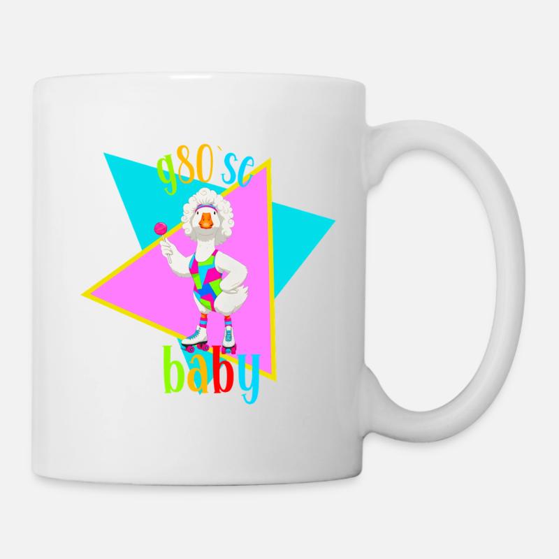 Gans im 80er Retro Rollschuh Look - Tasse - Weiß