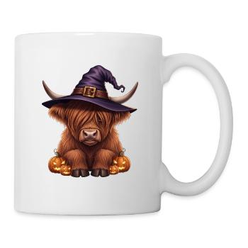 Bovins Highland d’Halloween avec chapeau de sorcière - Mug blanc - blanc - Droite