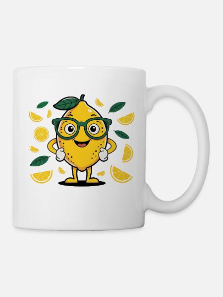 Zitrone mit Brille - Tasse - Weiß