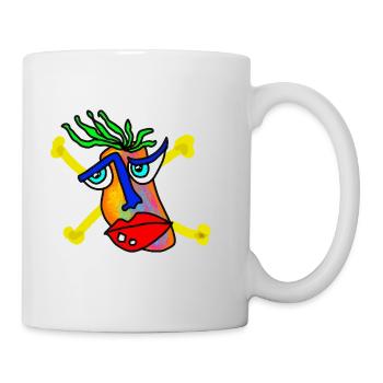 Colorful Face with Bone Backdrop - Mug - white - Right