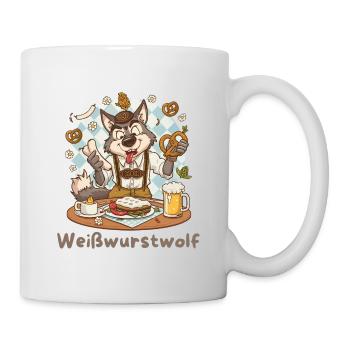 Weißwurstwolf Kochheld Bavarian - Tasse - Weiß - Rechts